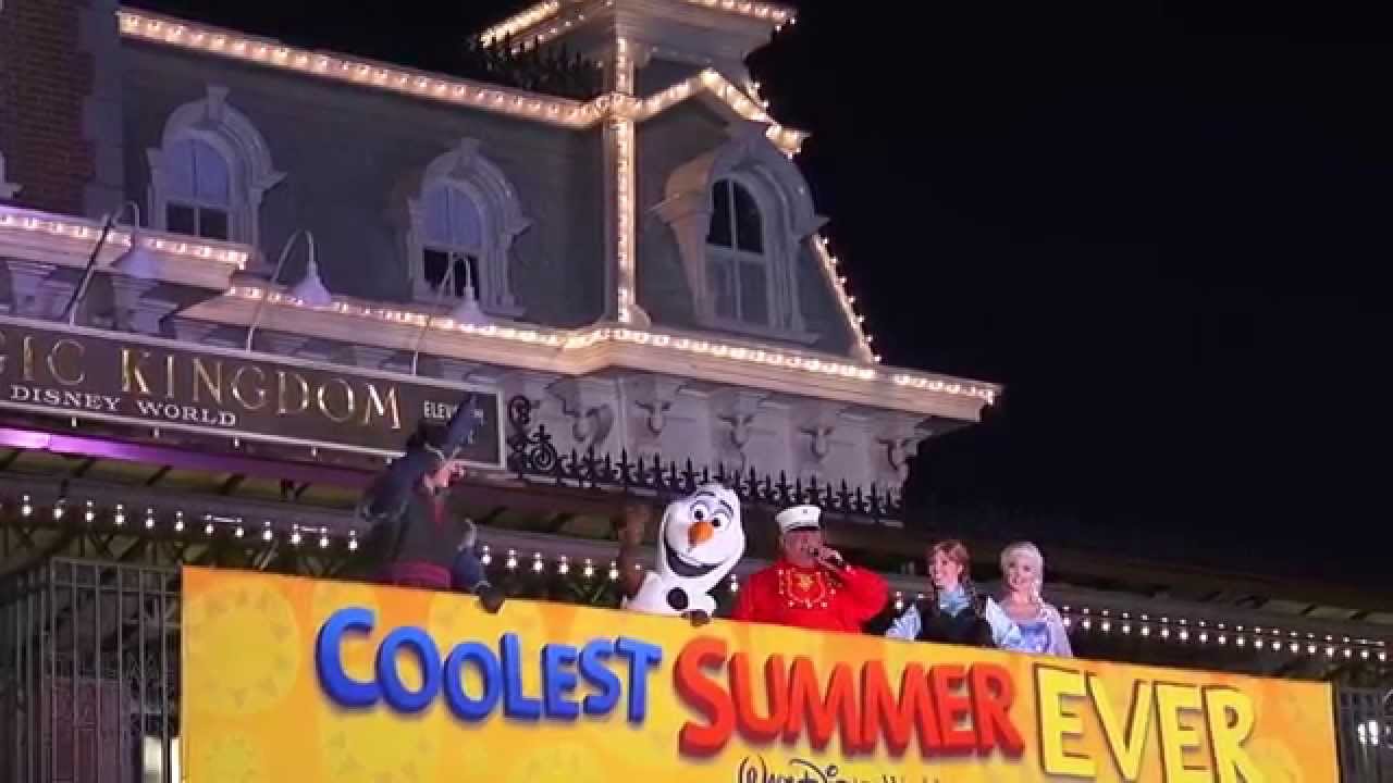 Magic Kingdom Welcome Show with Anna, Elsa, Kristoff and Olaf Coolest Summer Ever 24 Hour 2015
