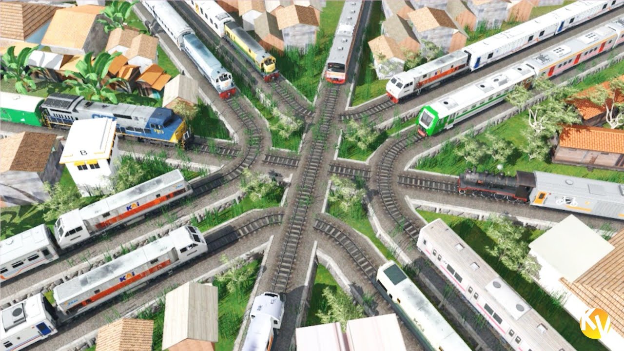 PERSIMPANGAN JALUR KERETA TERSIBUK | SUPER CRAZY CROSSING TRAFFIC RAILWAY Trainz Simulator Indonesia