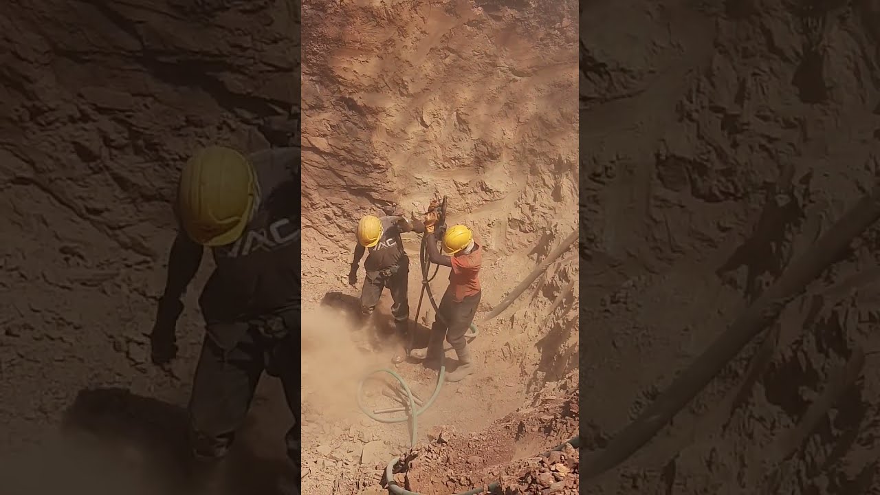 #Jack hammer Drilling process #Seco S215  with #Atlas Copco 600CUD compressor #Mining Shaft sinking