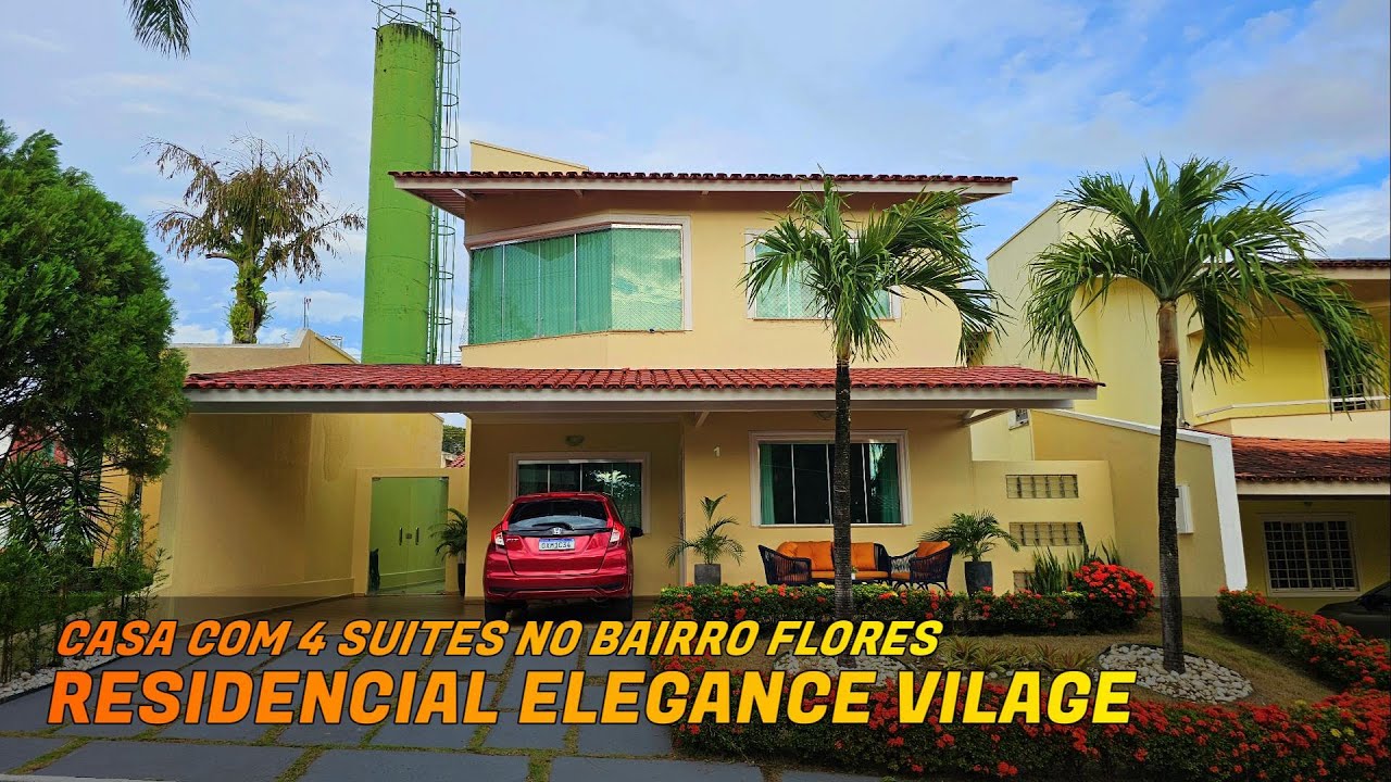 Elegance Vilage, Casa duplex com 4 suítes, Espaço gourmet amplo, 300m², Jardim com palmeiras e grama