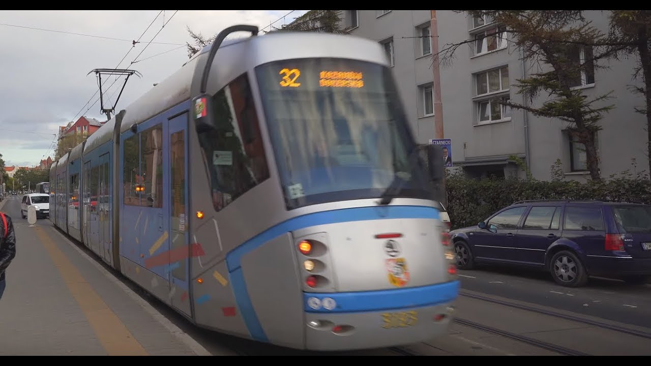 Poland, Wrocław, tram 32 ride from Joannitów to plac Legionów