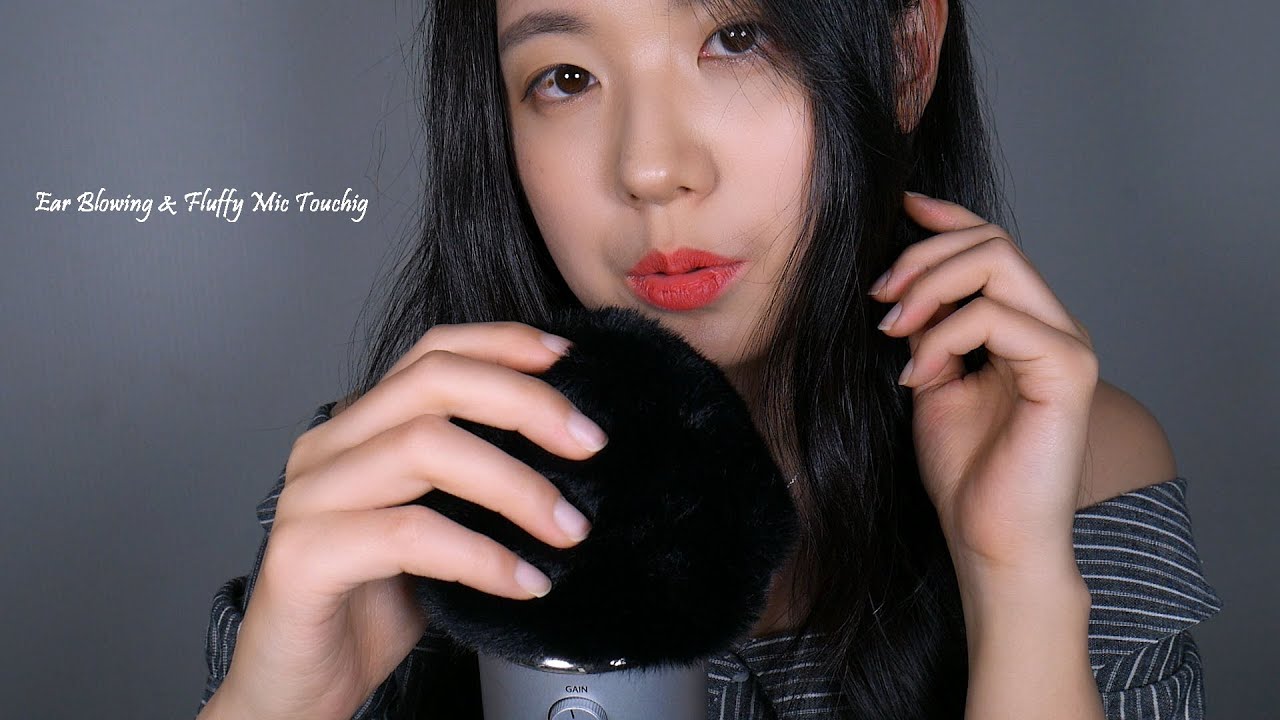 ASMR Fluffy Mic Touching & Ear Blowing | My New Blue Yeti Mic cover, 1hour (No Talking)