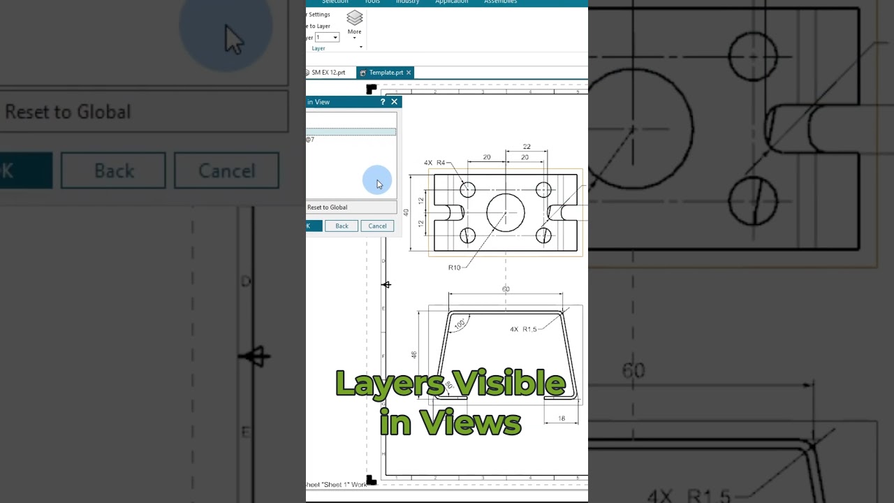 Siemens NX — слои, видимые в представлениях.