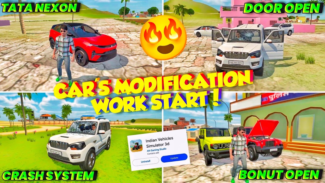 🤯 CAR'S MODIFICATION WORK START 😍 TATA NEXON ADDED | INDIAN VEHICLES SIMULATOR 3D NEW UPDATE SYSTEM 