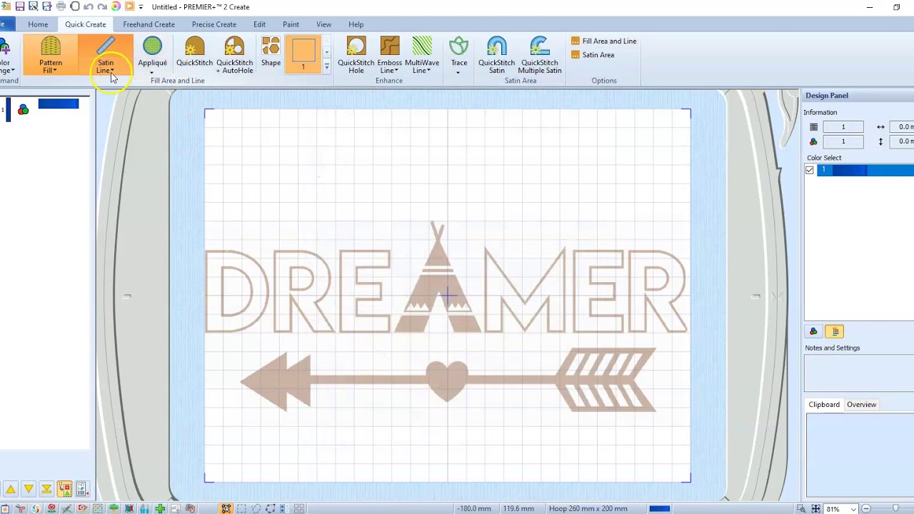 Premier+Ultra Turning an SVG into  an embroidery.