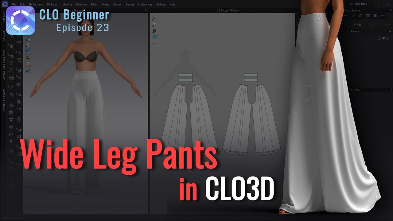 How to Model Wide Leg Pants in Clo3D - CLO Beginner Episode 23