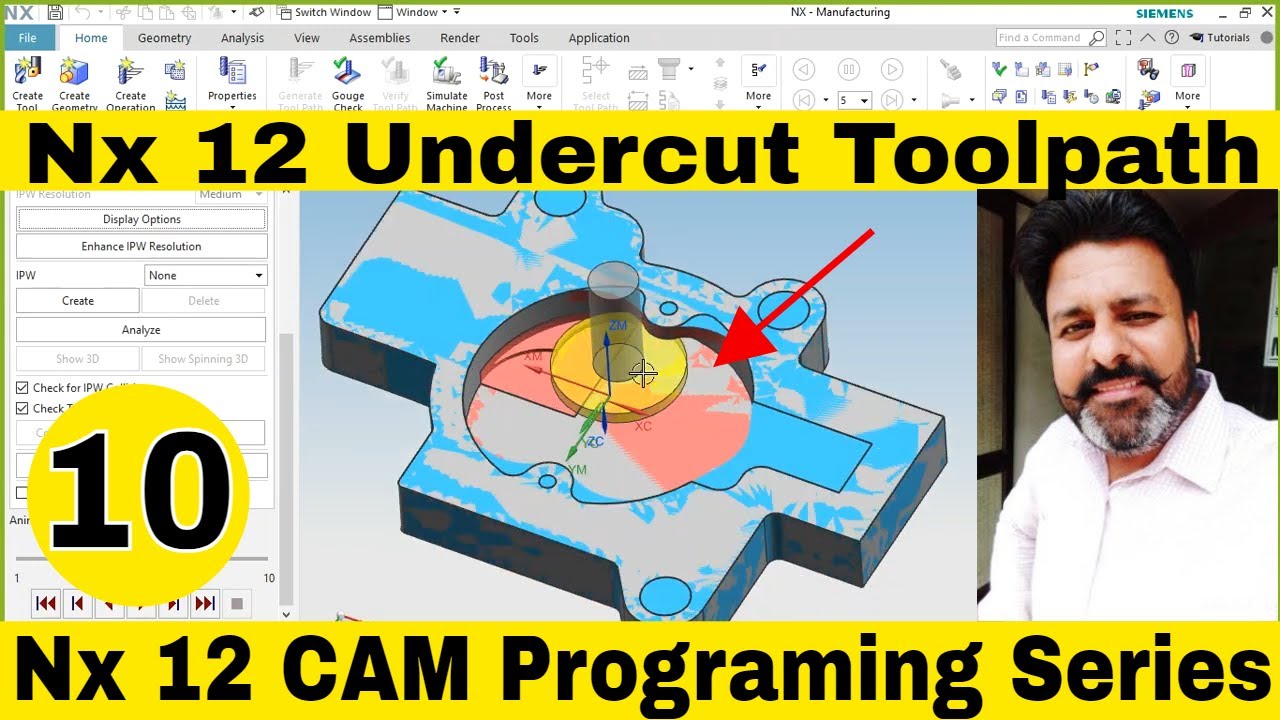 Siemens Nx 12 cam CNC Programming Tutorial| Nx 12 Cam Tutorial| How to undercut NX 12 CAM tutorial