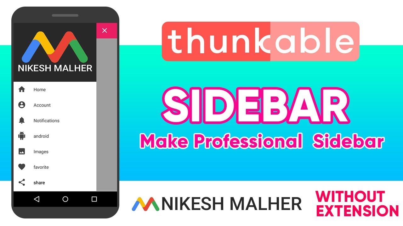 Make Professional  Sidebar In Thunkable (Without Extension)