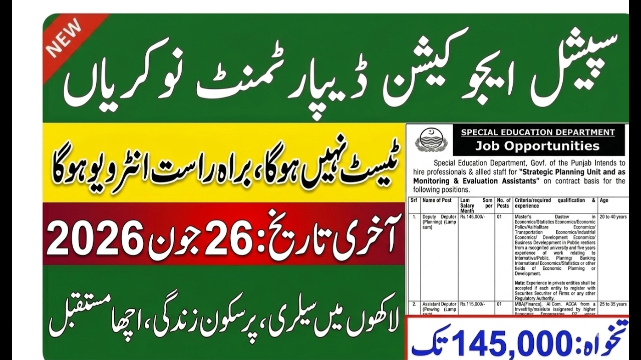 Special Education Department Jobs 2026 | No Test Only Direct Interview | Apply Online |New jobs 2026