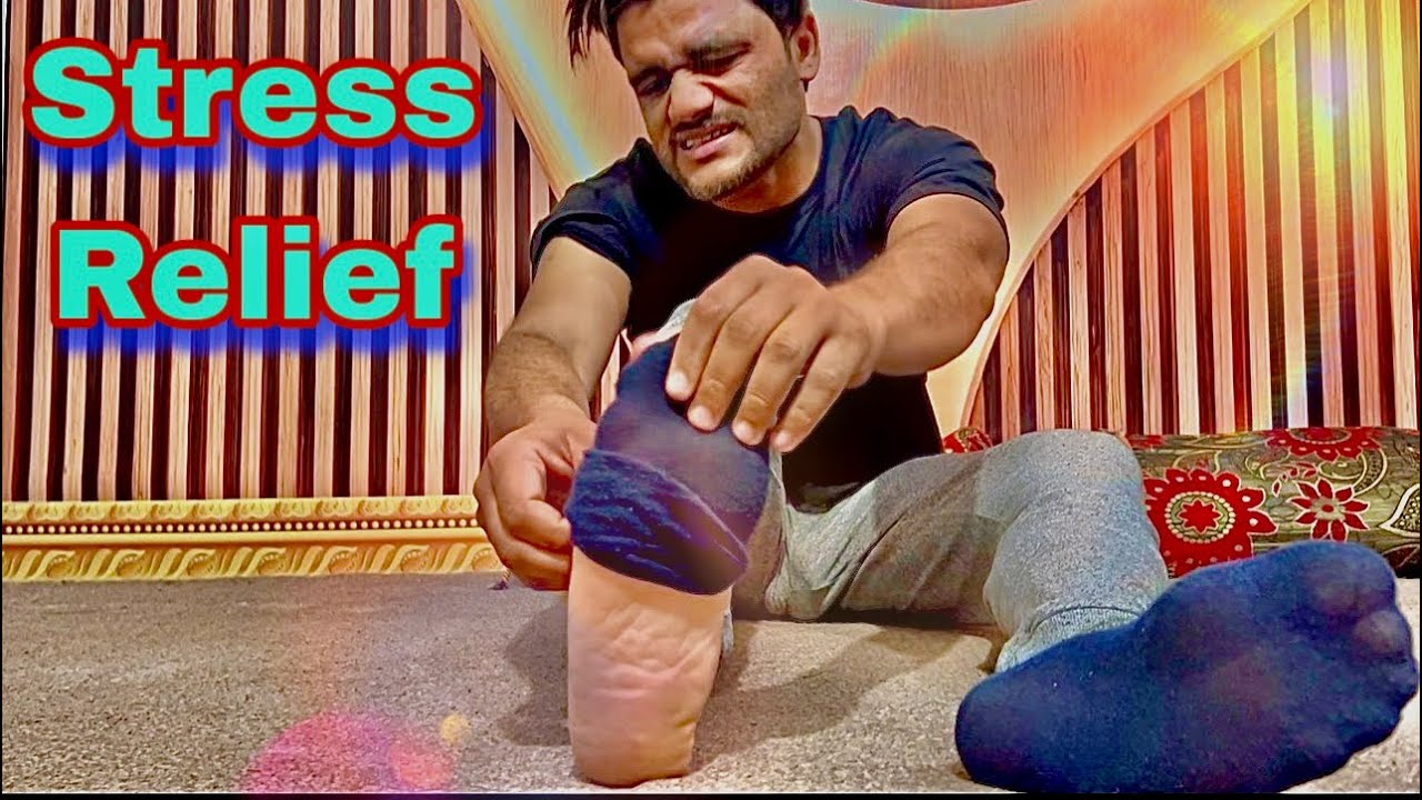 Relaxing After Work: Removing Shoes, Socks, and Foot Flex
