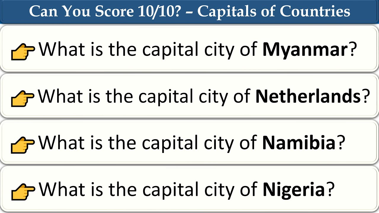 Countries & Capitals Quiz &ndash; Can You Name These?