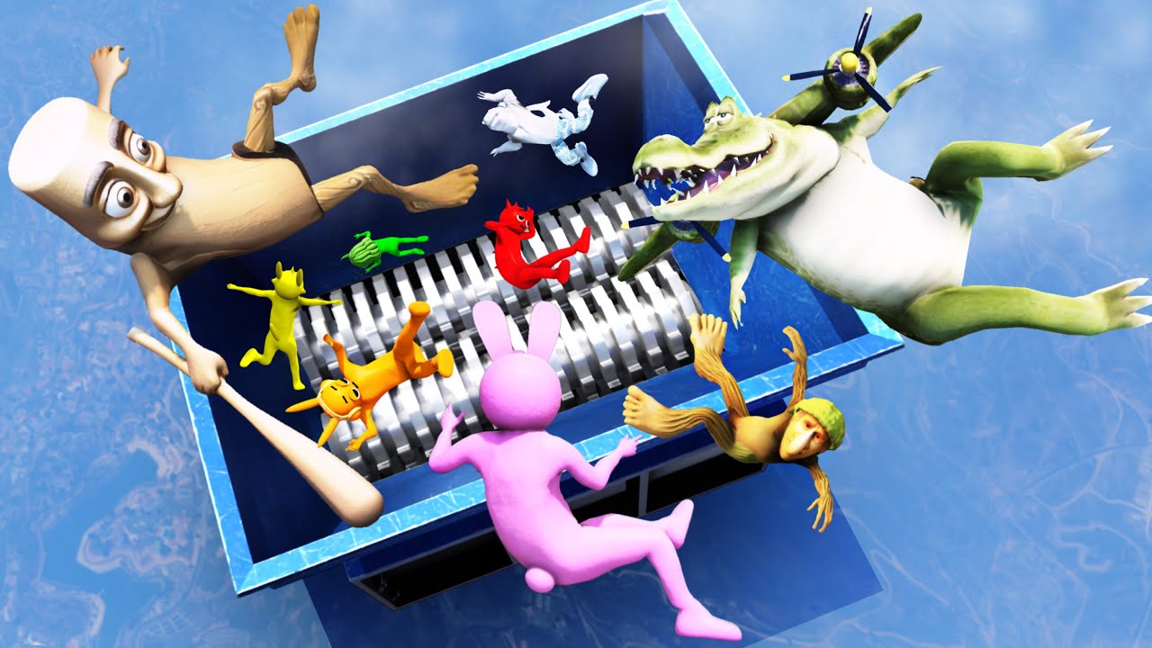 Incredibox Sprunki and Tralalelo Tralala Group Shredder Jumps and Ragdolls in GTA 5