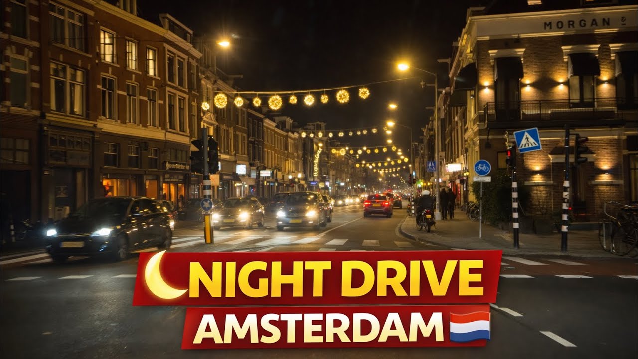 Night Drive Through Amsterdam 🌙 | City Lights, Streets & Nightlife POV