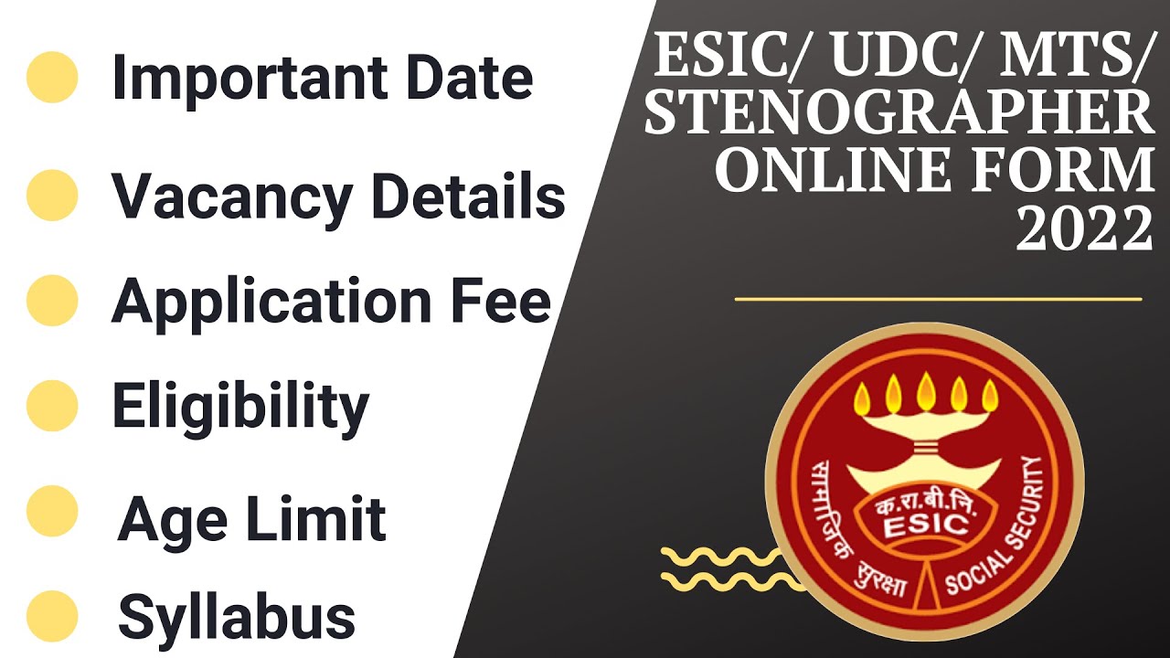 ESIC |UDC| MTS| Stenographer Online Form 2022 || All Details || FormsADDA||