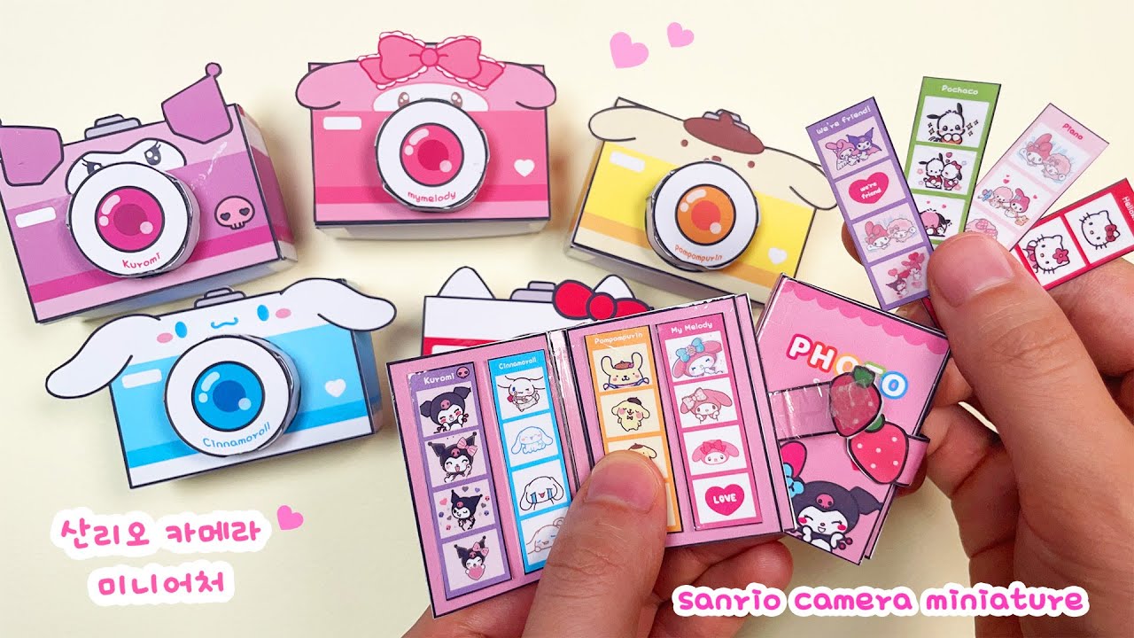 📷귀염뽀짝 카메라 미니어쳐 + 인생네컷 포토북 미니어쳐 만들기 / 무료도안 / DIY paper camera miniature + photo book diary miniature