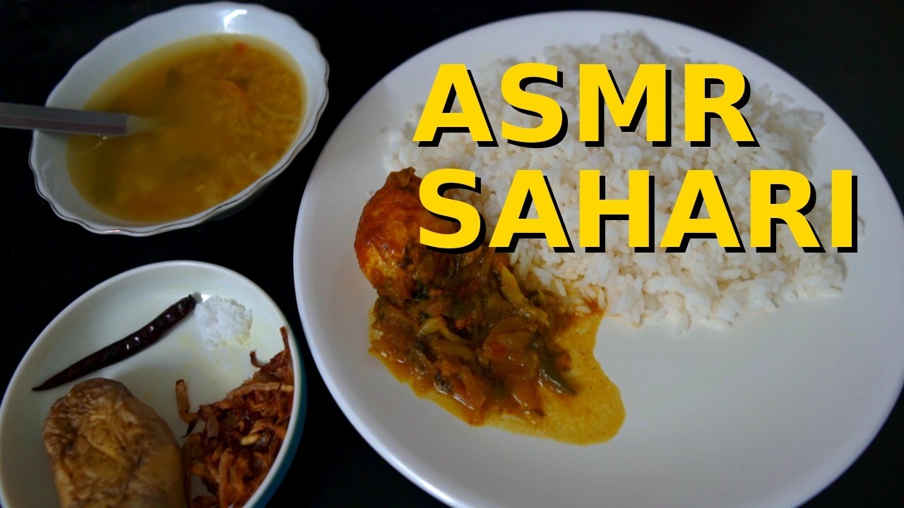 ASMR Sahari 🌙 Hot Rice & Egg Curry | Midnight Eating Sounds