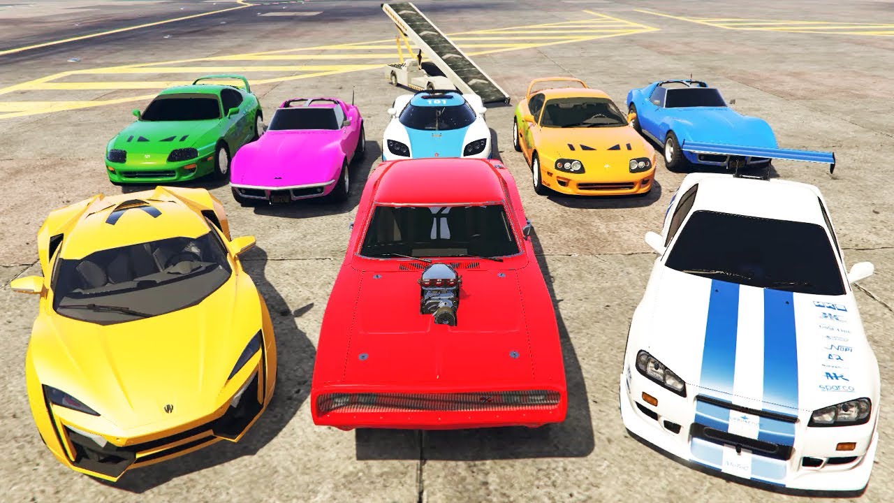 GTA 5 - Stealing Fast and Furious Cars with Michael! (Real Life Cars #19)
