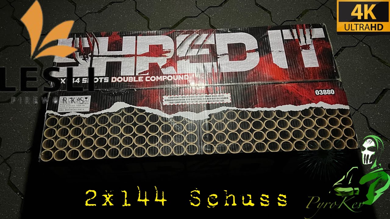 Lesli SHRED IT SHOWBOX 288-SCHUSS-FEUERWERKS-DOPPELVERBUND Kal 25mm / 3,77kg NEM 😳