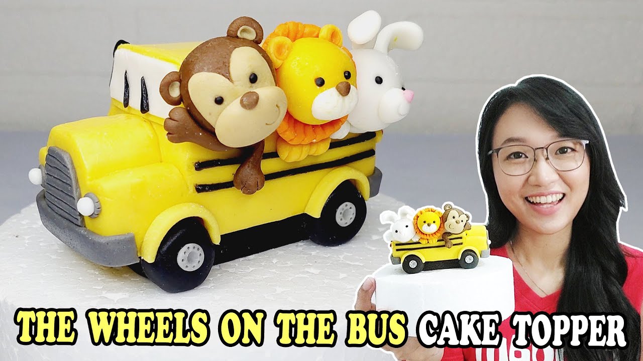 Animal School Bus Cake Topper, include WEIGHT!| How to make School Bus Cake Topper | School Bus Cake