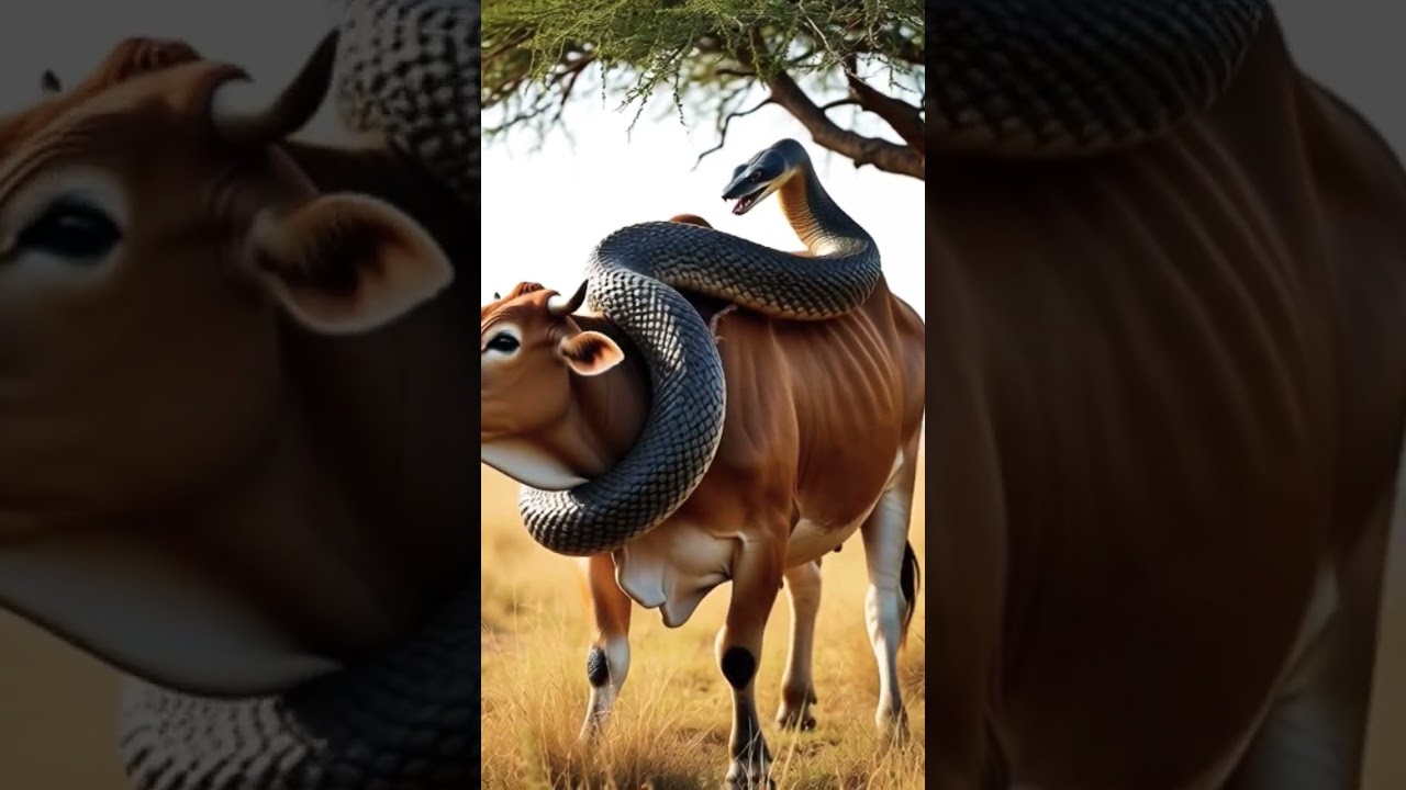 When a Snake Attacks a Cow&hellip; Shocking! 😱#shorts