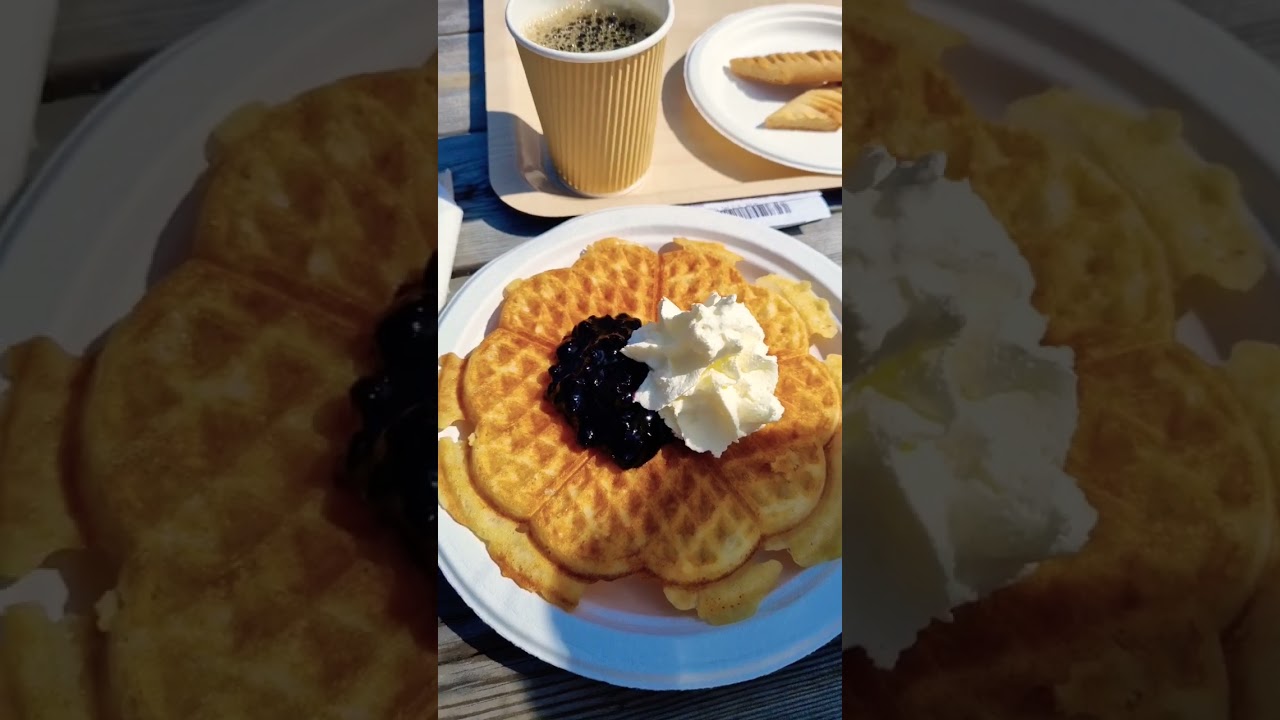 Swedish Waffle with blueberry and sour cream #foodie #waffle #swedishfood #blueberry #sourcream