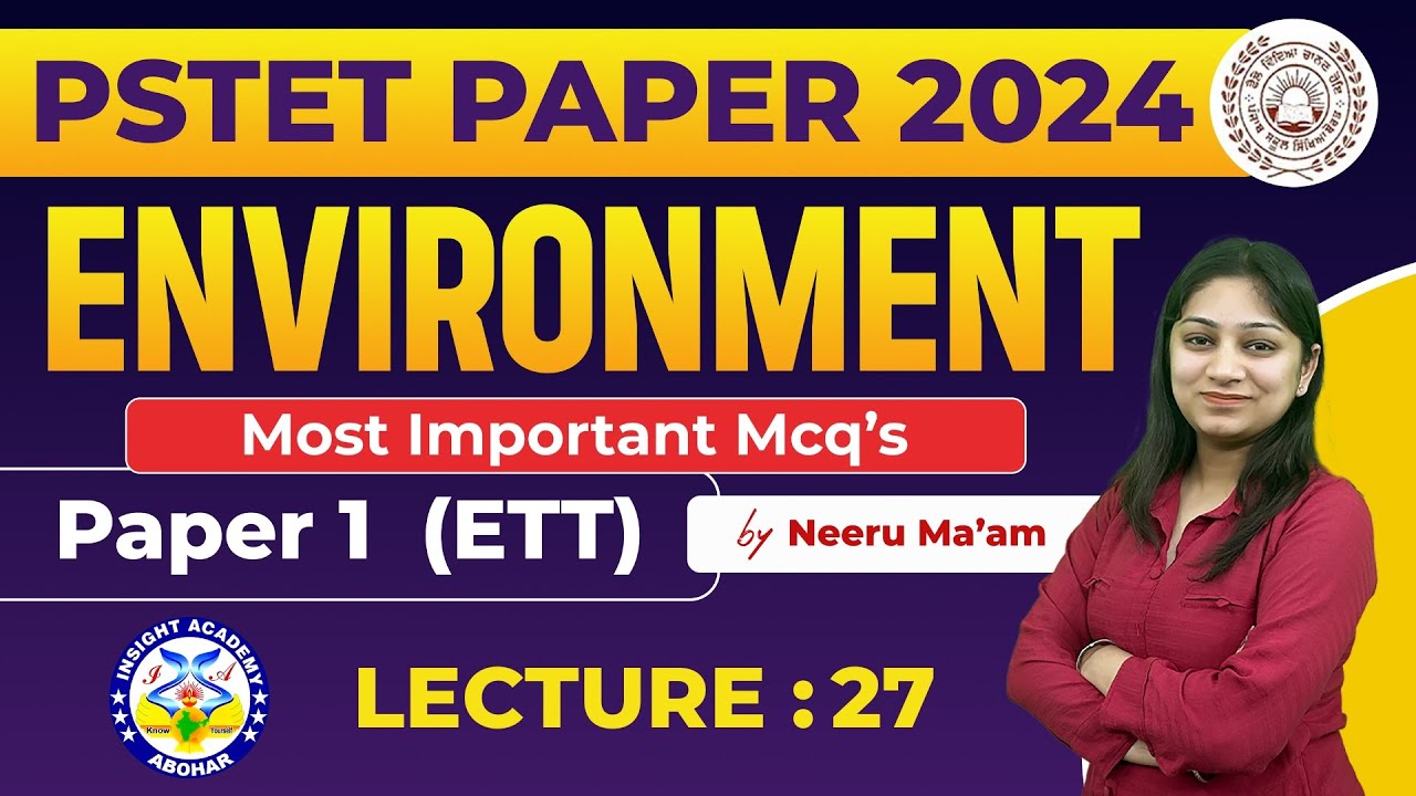 PSTET EVS Preparation 2024 | MCQ Lecture 27 | PSTET Paper 1 | Punjab PSTET 2024 | By Neeru Ma'am