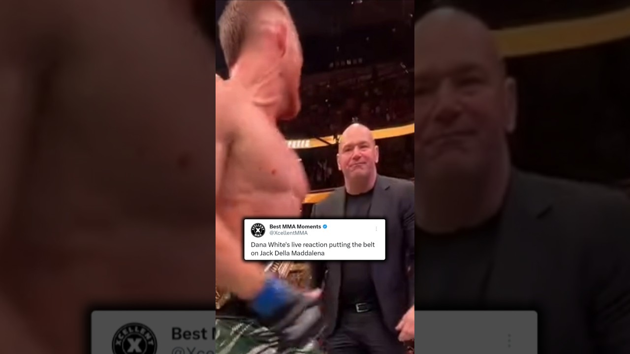 Dana White's live reaction putting the belt on Jack Della Maddalena