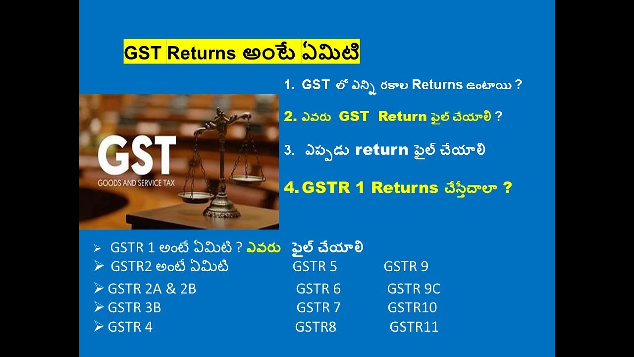 GST Return Types In Telugu ? What is GST Returns? GST Returns due dates ? GSTR 1 TO GSTR 11Returns