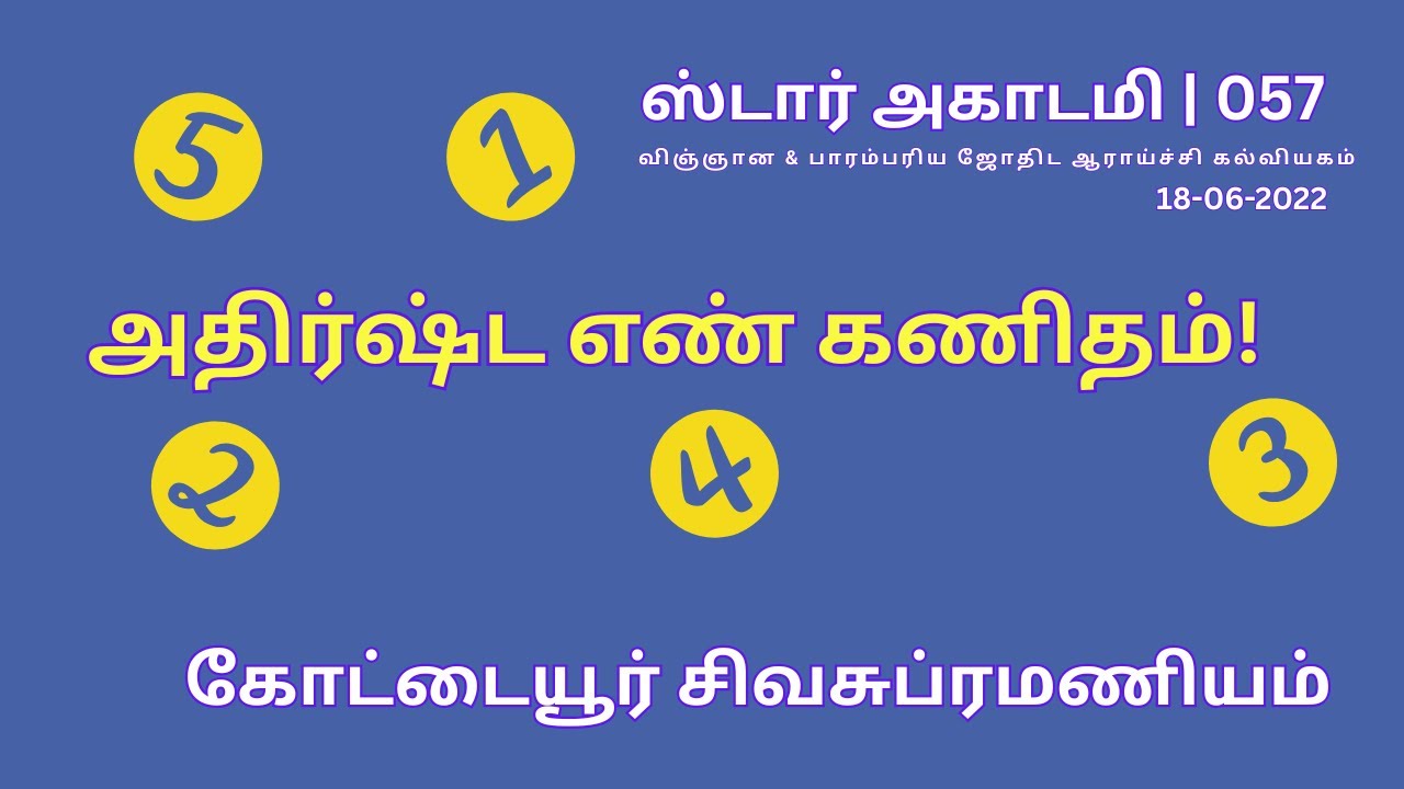 057 STAR ACADEMY || அதிர்ஷ்ட எண் கணிதம்! ASTRO - NUMEROLOGY || கோட்டையூர் சிவசுப்ரமணியம்