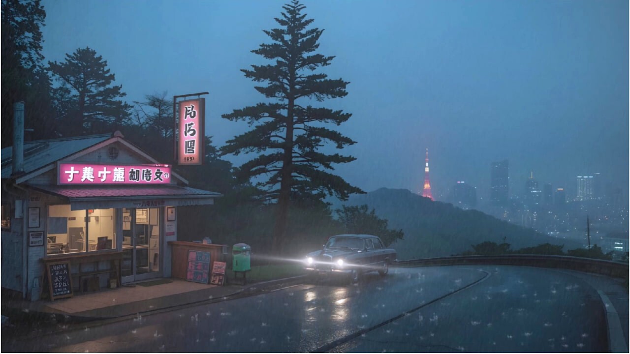80s Roadside Rain Caf&eacute; 🌧️ Tokyo Nostalgia Lofi for Focus & Productivity