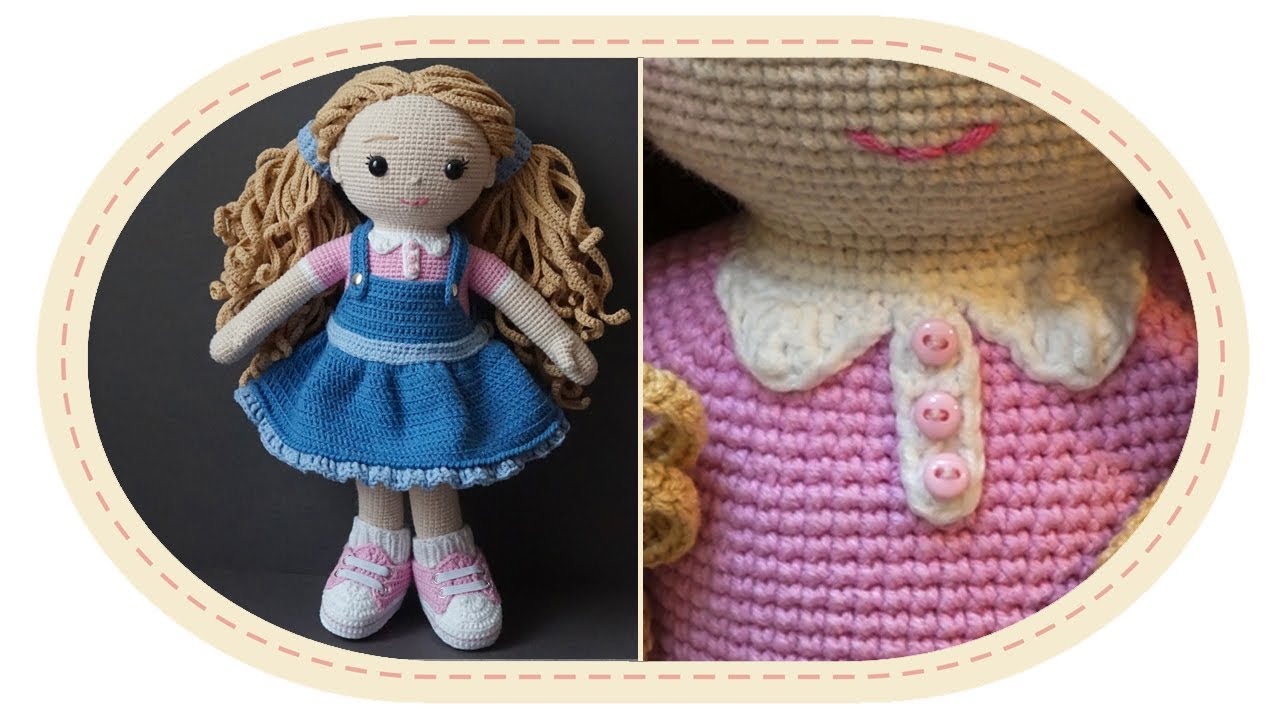 Вязаная кукла крючком Розали, часть 6 (Воротник). Crochet doll Rosalie, part 6 (Collar).