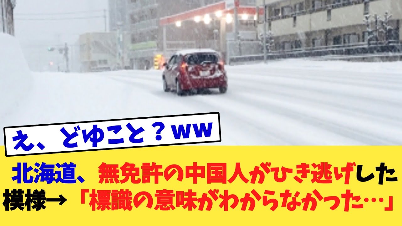 北海道、無免許の中国人がひき逃げした模様→「標識の意味がわからなかった…」