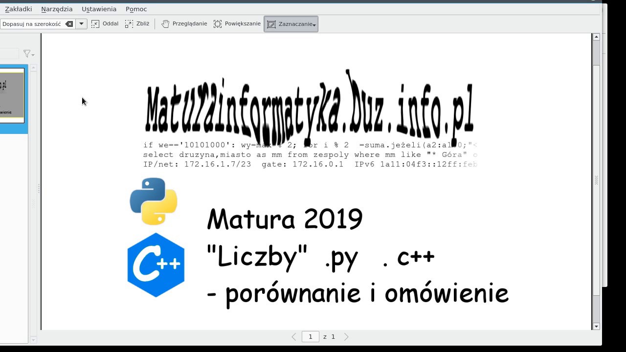 Matura informatyka rozszerzona - C++ i Python 2019 - Liczby - por&oacute;wnanie rozwiązań