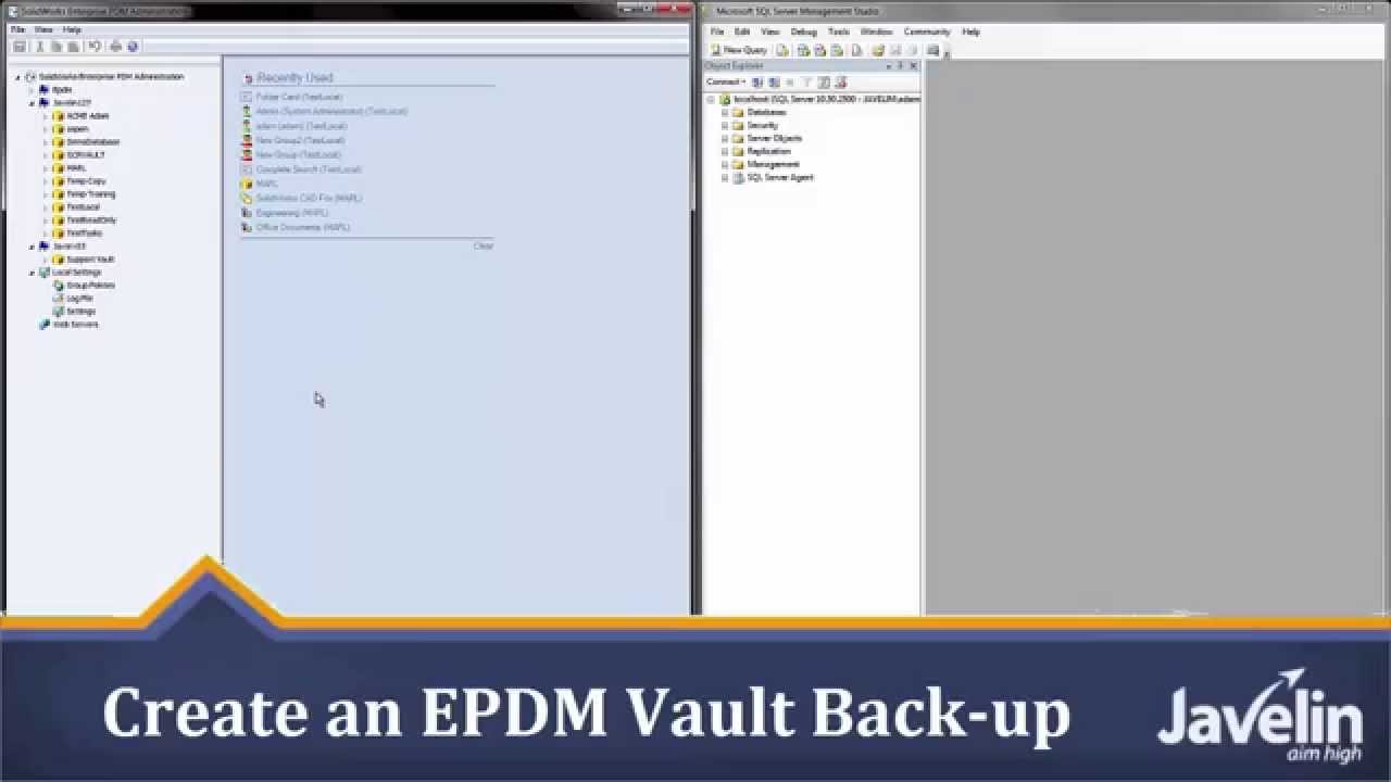 SOLIDWORKS EPDM Tutorial: Create an EPDM Vault Back-up