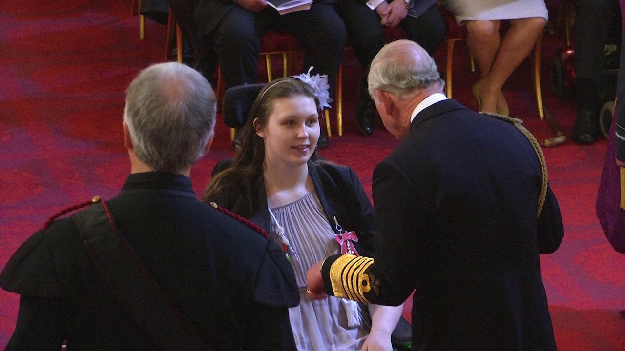 Lucy Watts receives her MBE at an investiture at Buckingham Palace - 9th June 2016