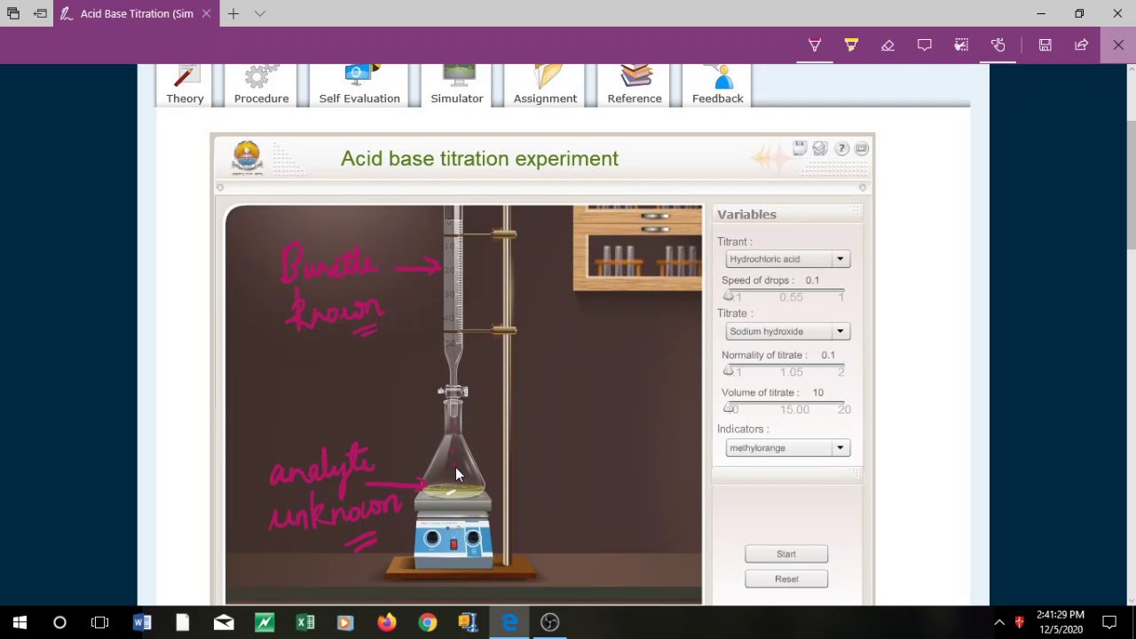 Virtual Lab Acid Base Titration