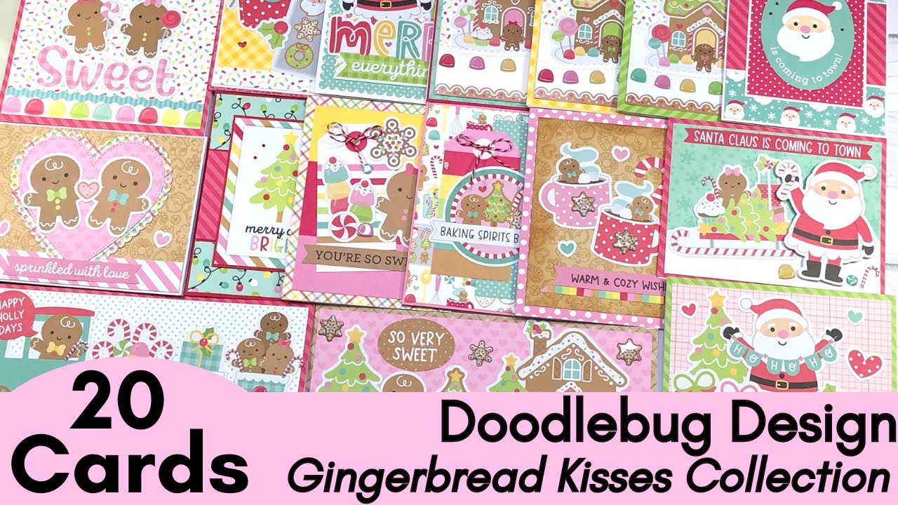 20 Christmas Cards with Doodlebug Design Gingerbread Kisses Collection