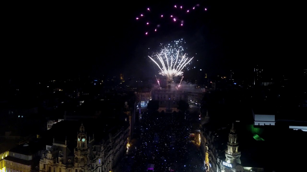Passagem de ano na Avenida dos Aliados - 2017/2018 - Drone
