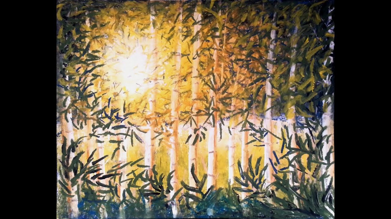 Bamboo Trees - Oil Pastel Tutorial | How to paint a landscape with oil pastel