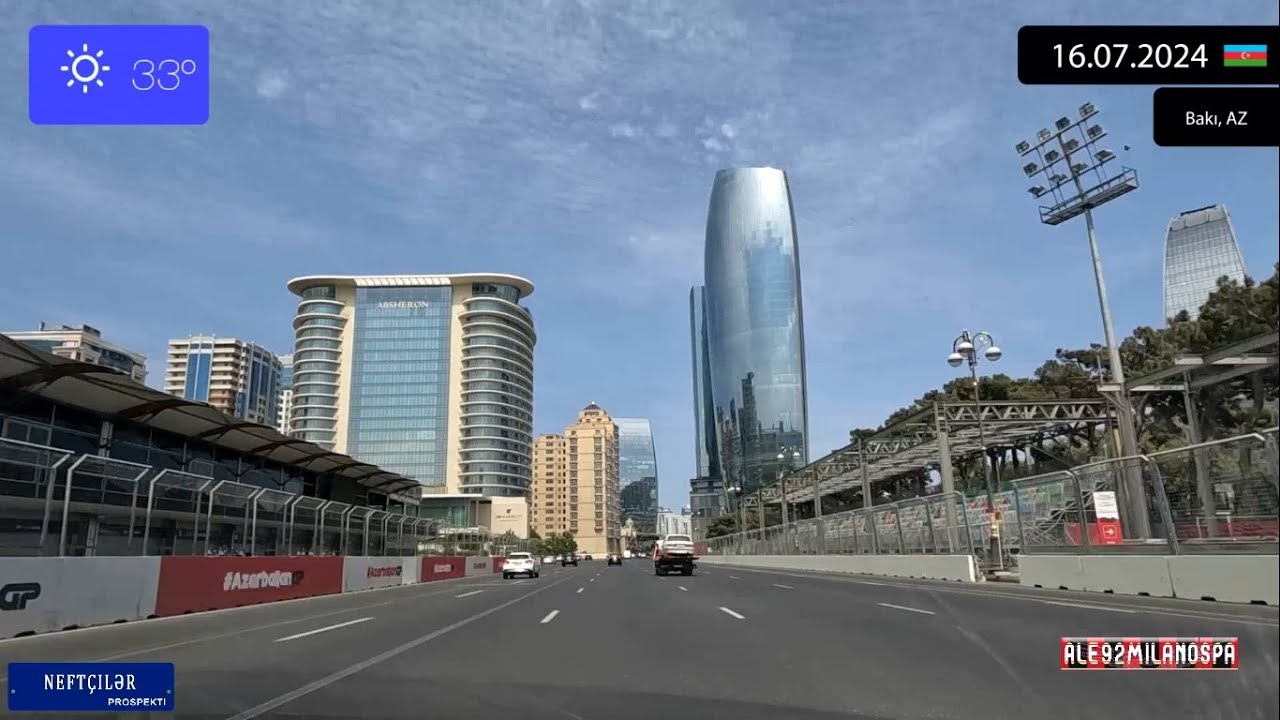 Driving through Baku (Azerbaijan) from Old City to Heydar Aliyev Airport 16.07.2024 Timelapse x4
