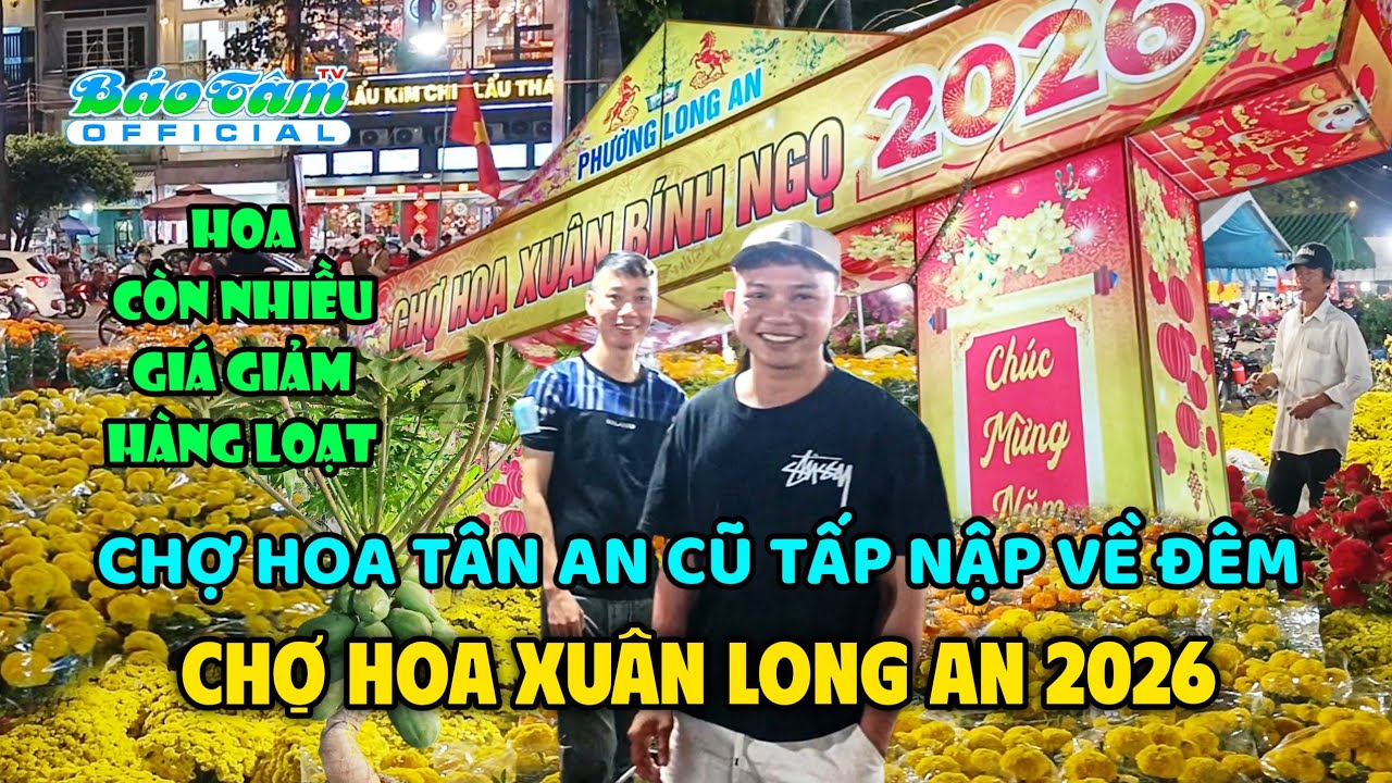 CHỢ HOA TẾT TÂN AN 2026 Hoa còn rất nhiều giảm giá hàng loạt Chợ Hoa Xuân Long An tỉnh Tây Ninh