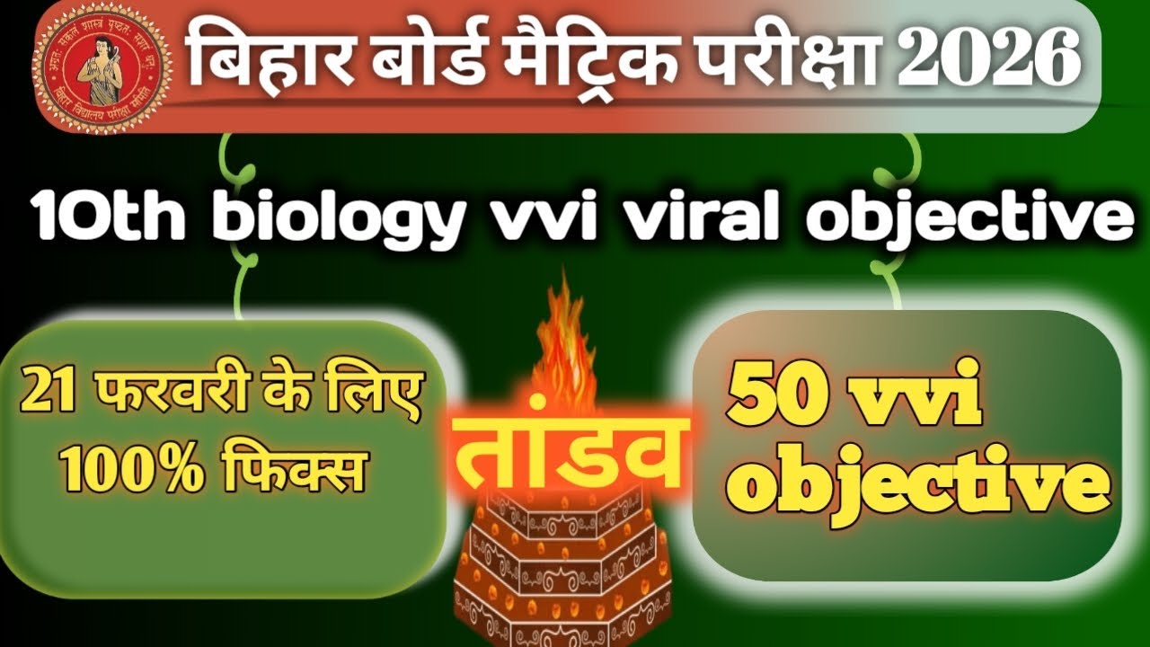Bihar Board Class 10th Biology 50 vvi objective बिहार बोर्ड मैट्रिक फाइनल परीक्षा 2026 के लिए #bihar