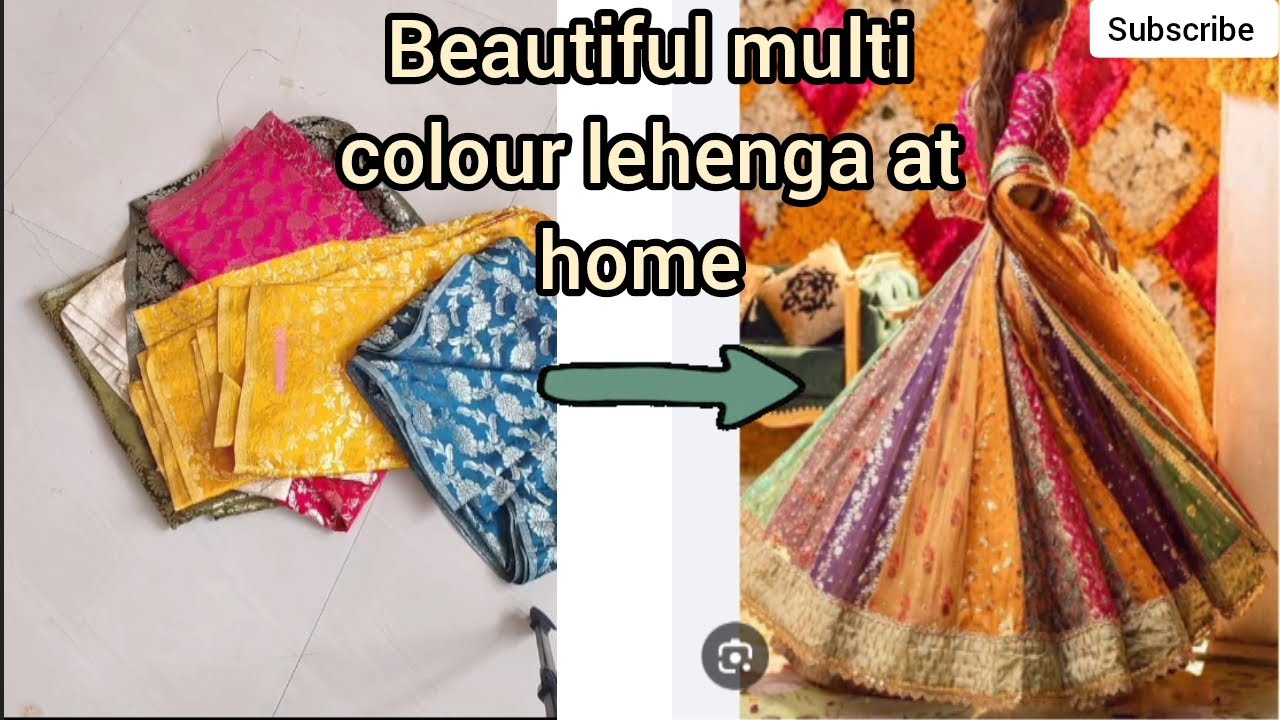 stitching and cutting multi colour lehenga blouse😱😍🫰.garba outfit 🥰 stitching.#lehnga#stitching