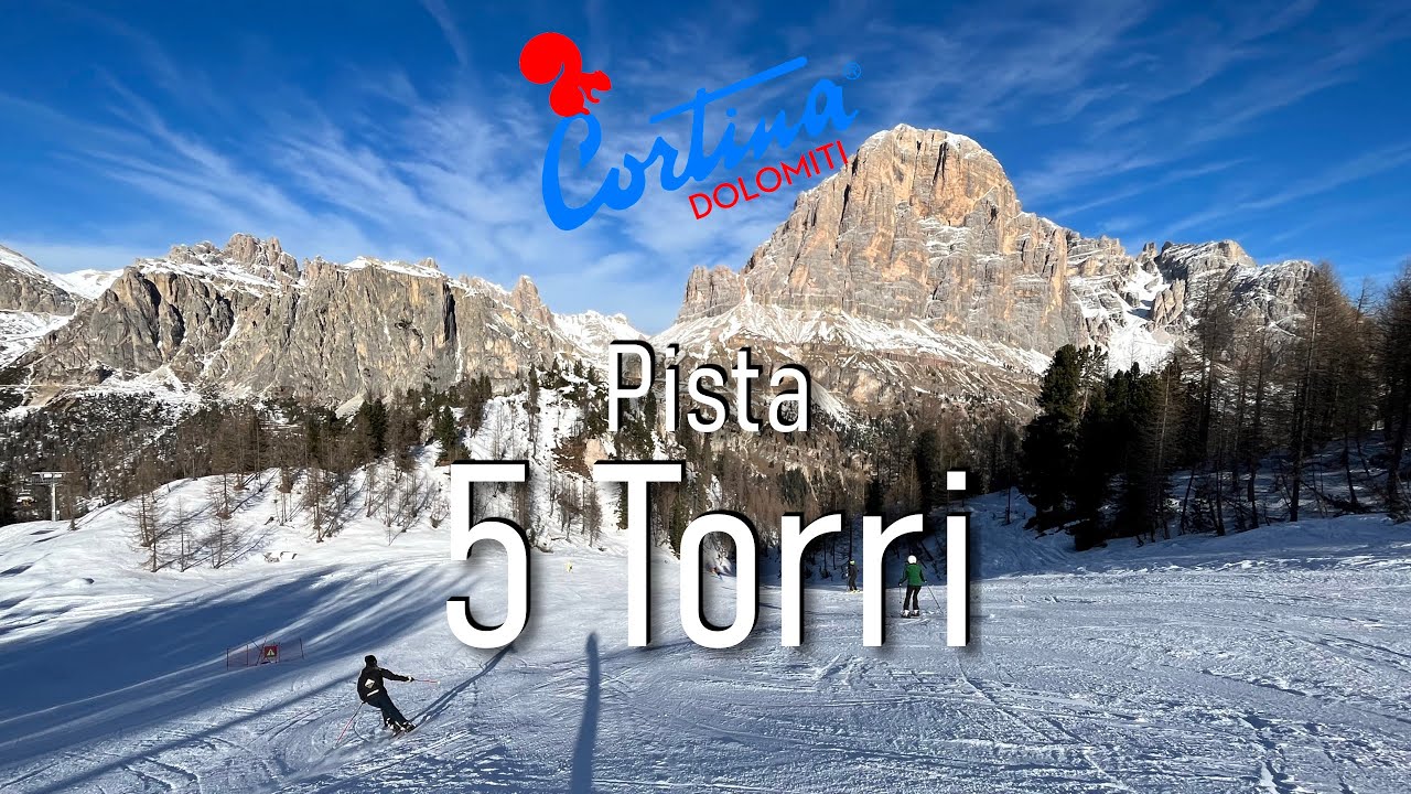 Pista 5 Torri: bella discesa con vista Tofana di Rozes #5torri #cortinadampezzo #dolomitisuperski