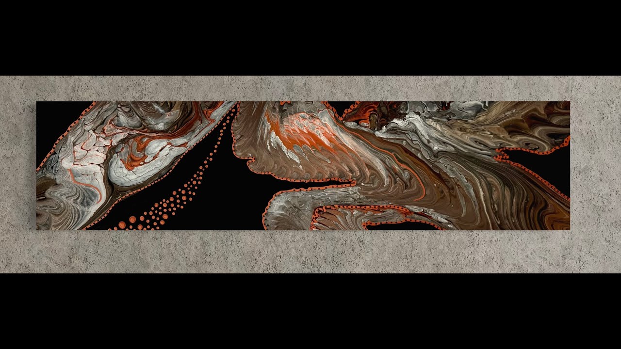 Earth Tones and Embellishments. Acrylic Pour Painting, Flow Art, Fluid Art Technique,
