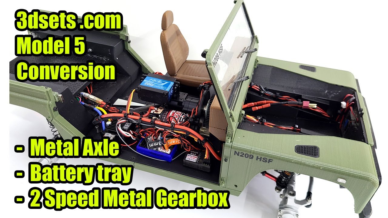 How to make 3dsets.com model 5 Landy  2-speed Metal gearbox, Metal axle&Battery tray conversion