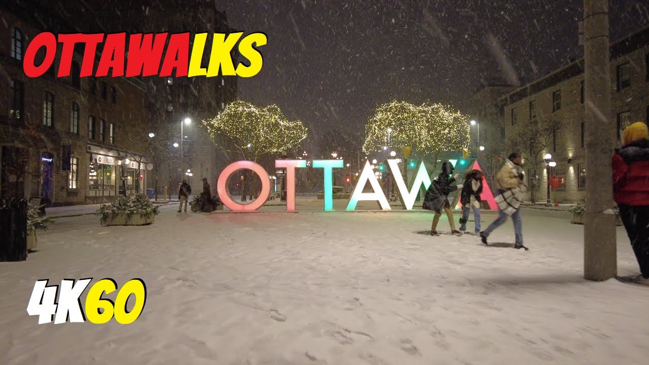 Heavy Snowfall night walk Downtown Ottawa - DJI Pocket 2 snow test - Virtual Tour, November 22, 2020