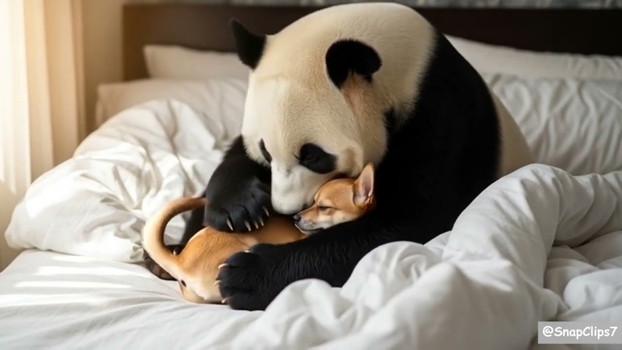 The Cutest Napping Buddies Panda Adopts Tiny Chihuahua  🥰