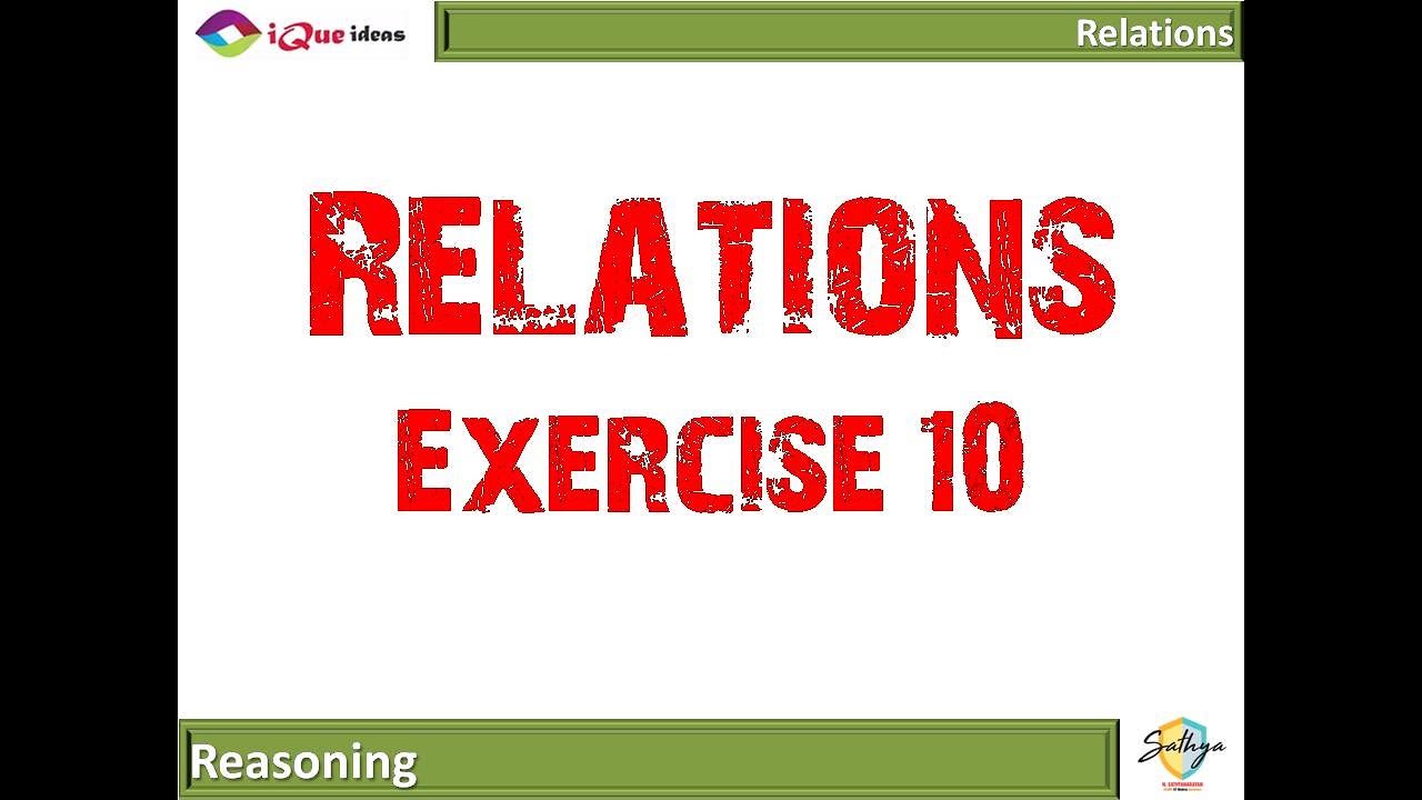 Relation (Analytical Reasoning) Exercise