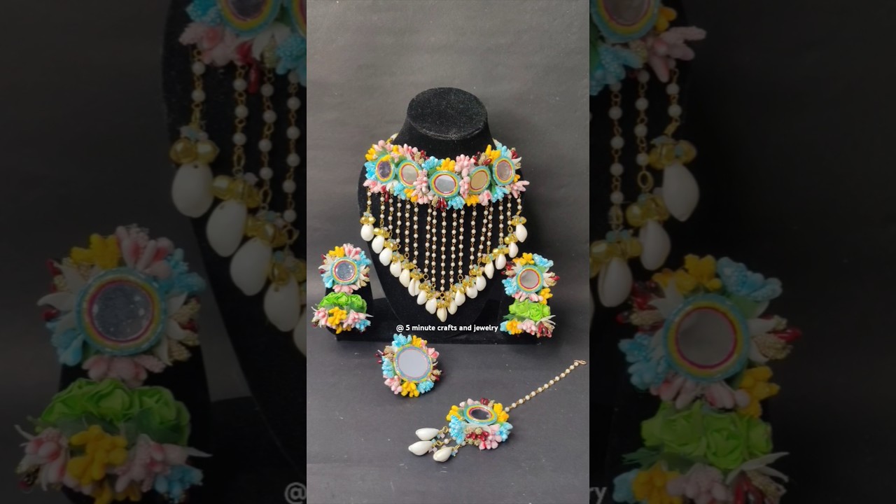 Handmade jewellery | jewelry making | Artificial flowers jewelry | haldi mehndi jewelry #diy #shorts